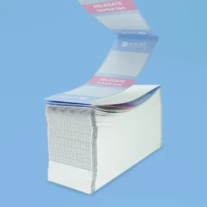 Eco-friendly Non-Adhesive Fanfold Printed Badges