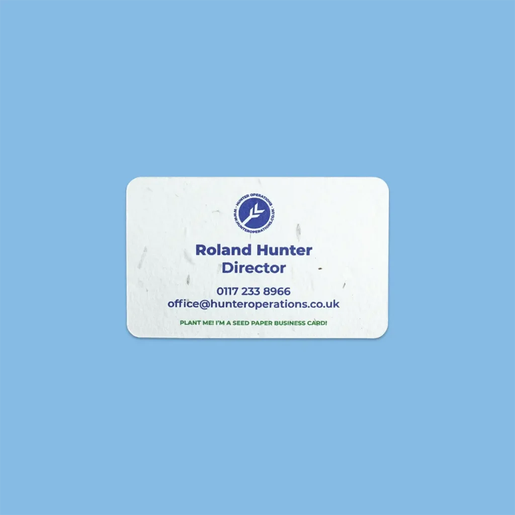 Seed paper business cards - sustainable business cards - plant after use.