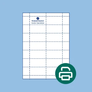 Printed small pin & clip perforated badge insert sheets