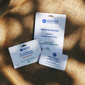 Seed badges on textured background (Event Sustainability)